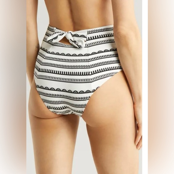 NWT, Lemlem Elsi Tie Back High Waist Bikini Bottoms In Yani Black, Sz Lg - Picture 2 of 11